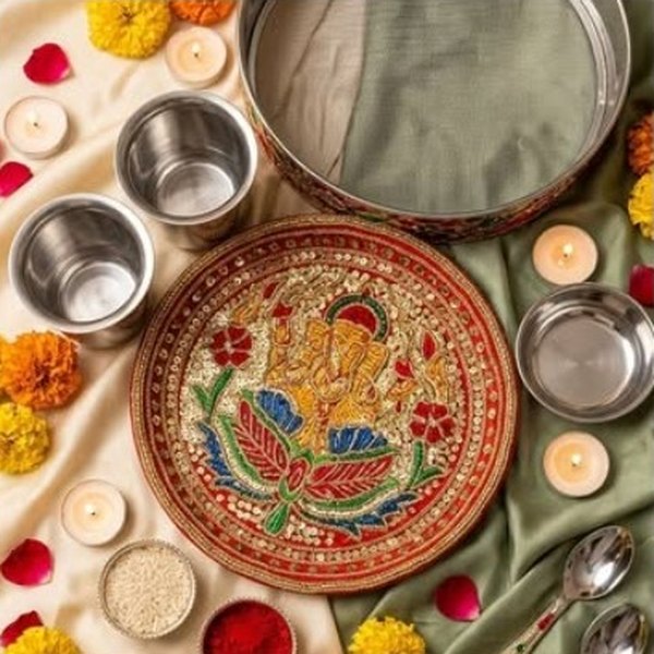 Zari Ganesh thali set
